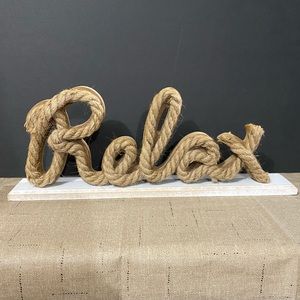Rope “Relax” Sign Home Decor
